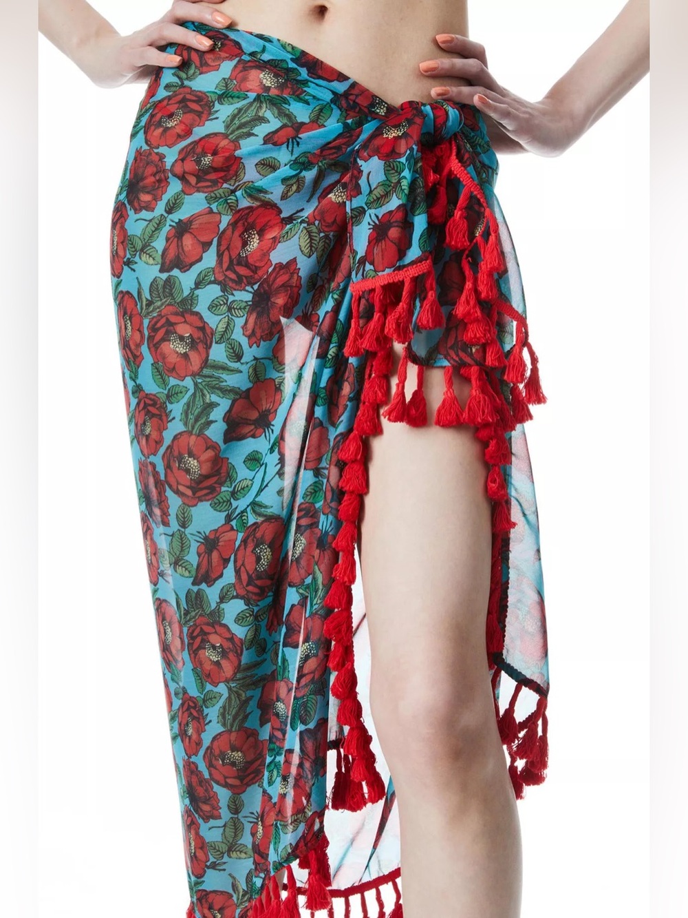 Alice + Olivia Floral Becky Tassel Sarong Skirt